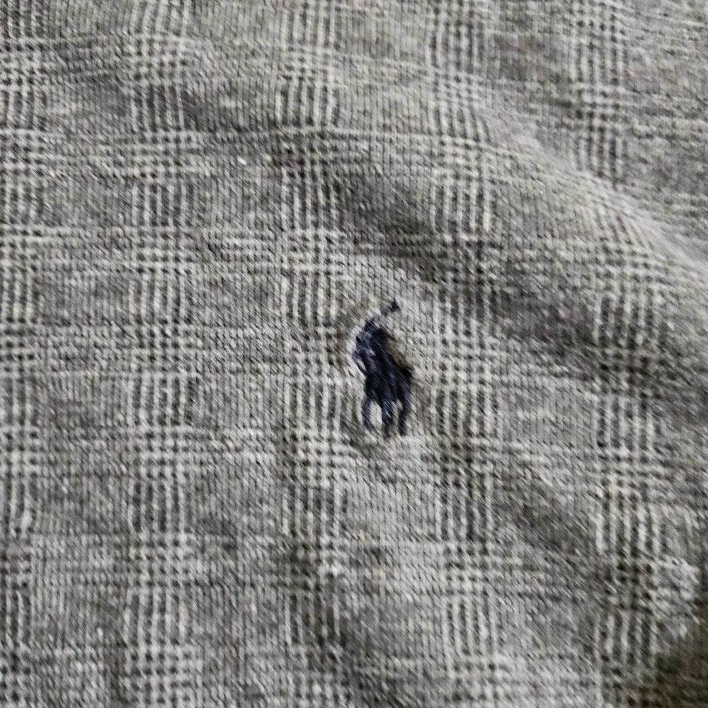 VTG Polo Golf Ralph Lauren Shirt Mens XL Gray Plaid‎ Pima Cotton Pony long tail